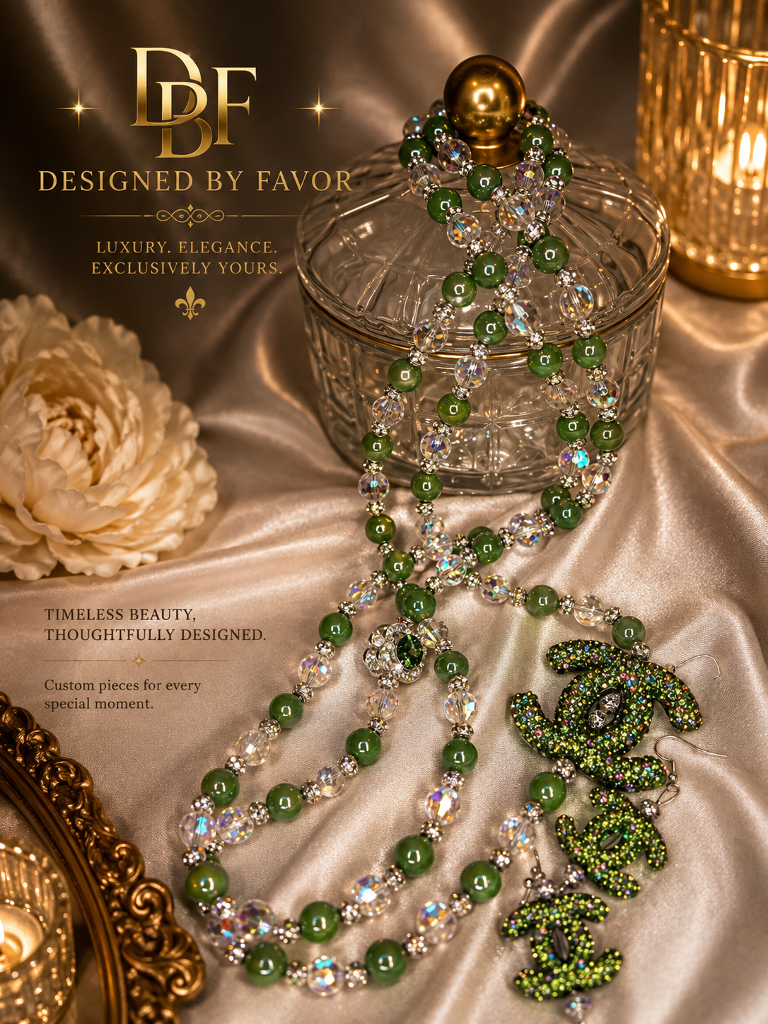 Verde Glam Beaded Set
