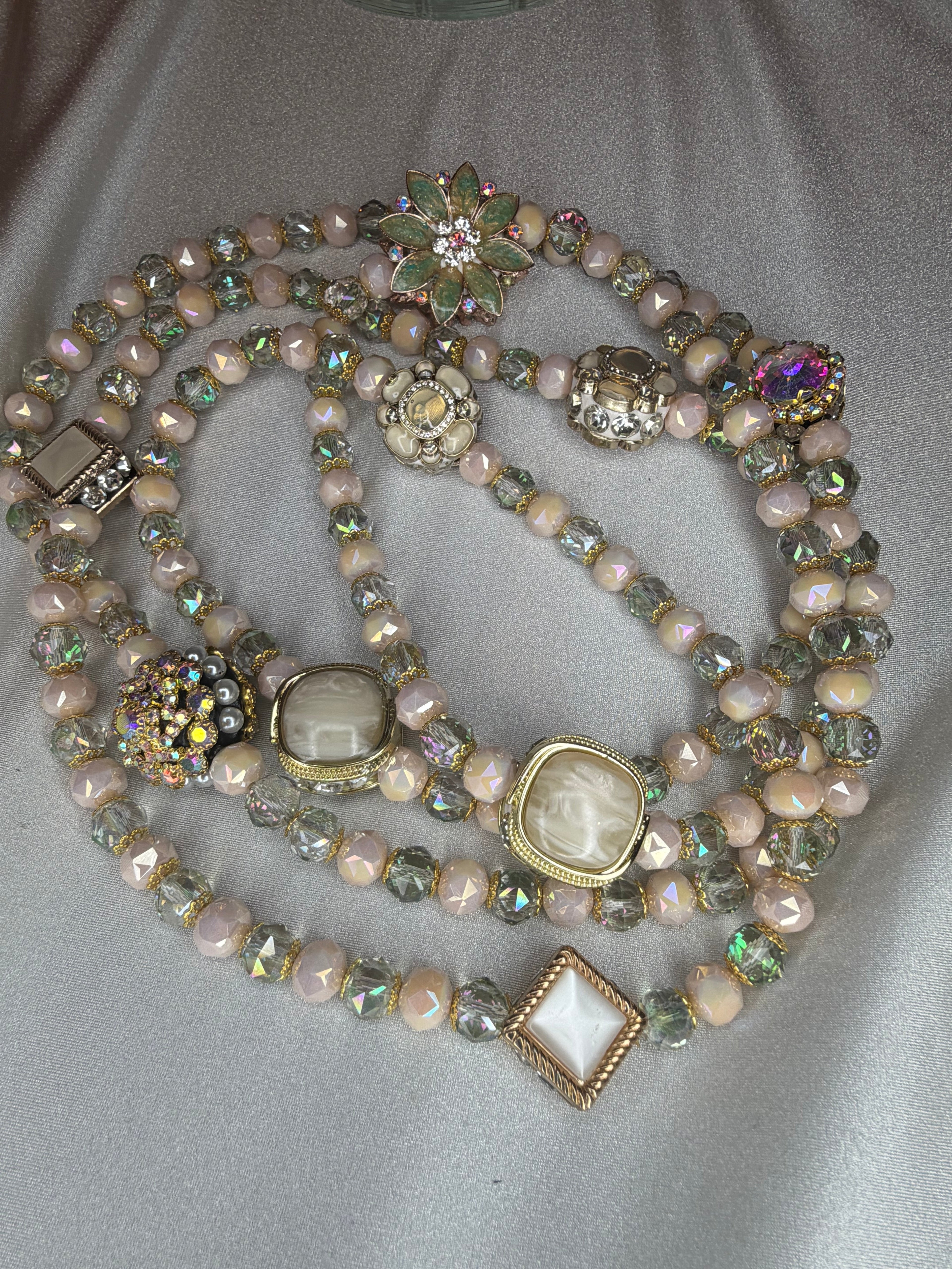 Gilded Reverie Layered Crystal & Cameo Statement Necklace