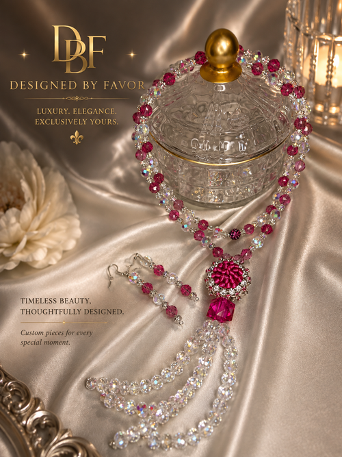 Rose Écarlate Crystal Necklace & Earring Set