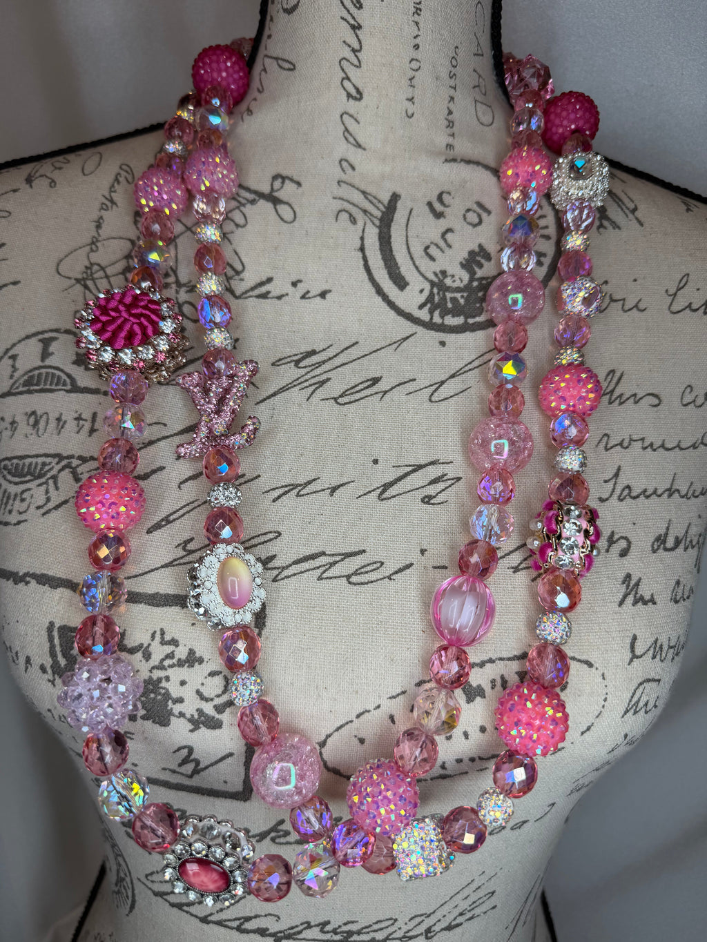 La Belle en Rose — Double-Strand Crystal Statement Necklace
