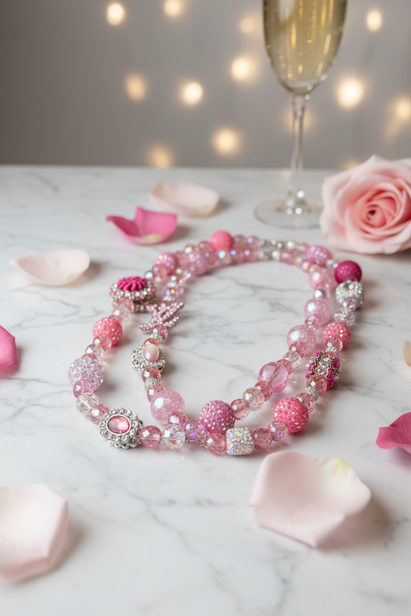 La Belle en Rose — Double-Strand Crystal Statement Necklace