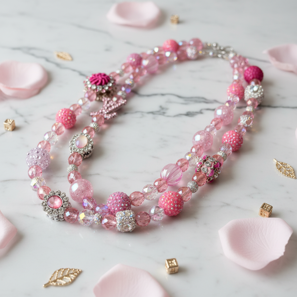 La Belle en Rose — Double-Strand Crystal Statement Necklace